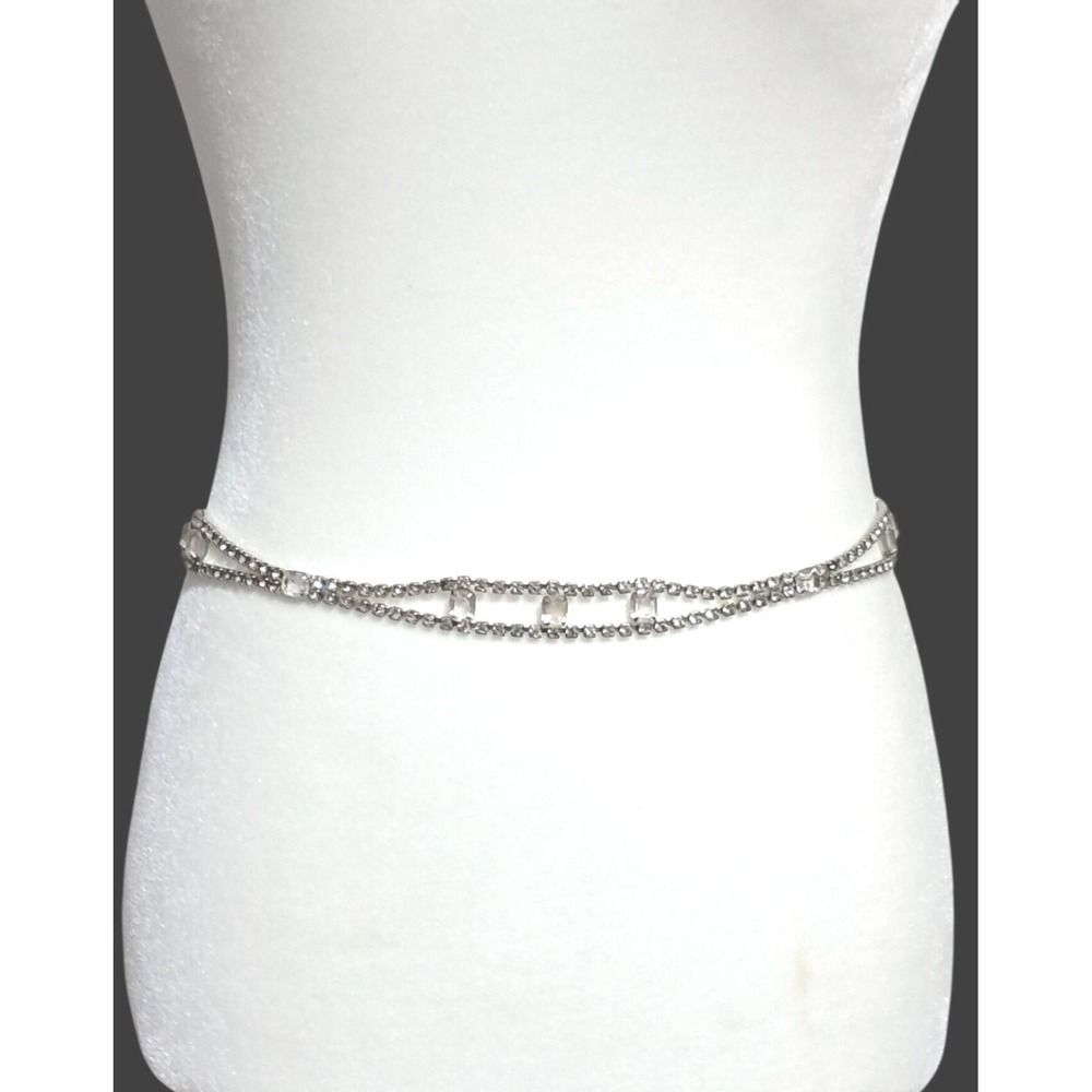 Vintage Rhinestone Belt Clear Stones Adjustable Fit Costume‎ Jewelry